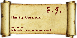 Henig Gergely névjegykártya